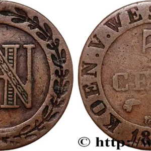 Original ALLEMAGNE - ROYAUME DE WESTPHALIE 5 Centimes monogramme de Jérôme Napoléon 1809 Cassel fwo_739731 Monde