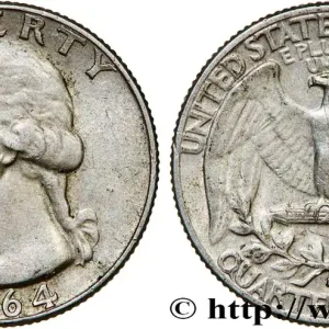 ÉTATS-UNIS D'AMÉRIQUE 1/4 Dollar Georges Washington 1964 Denver fwo_744301 Monde Top Qualité