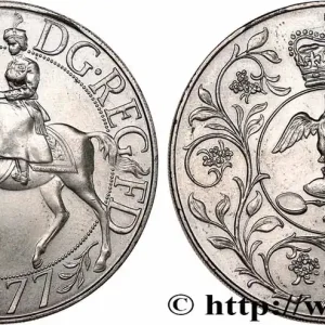 Top Qualité ROYAUME-UNI 25 New Pence jubilé d’argent d’Elisabeth II 1977 fwo_624556 Monde