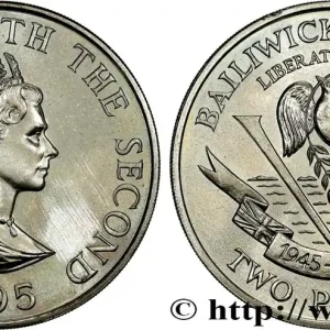 Achetez Aujourd’hui JERSEY 2 Pounds (Livres) 90e anniversaire de la libération 1995 fwo_671487 Monde