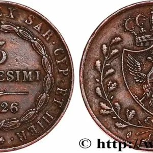 ITALIE - ROYAUME DE SARDAIGNE 3 Centesimi type au “L” 1826 Turin fwo_745621 Monde Réduction