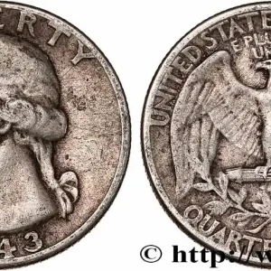 Offre Limitée ÉTATS-UNIS D'AMÉRIQUE 1/4 Dollar Georges Washington 1943 Philadelphie fwo_745636 Monde