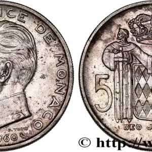 Prix Bas MONACO 5 Francs Prince Rainier III 1960 Paris fwo_745688 Monde