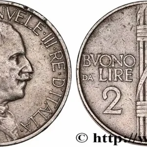 ITALIE Bon pour 2 Lire (Buono da Lire 2) Victor Emmanuel III / faisceau de licteur 1925 Rome - R fwo_745786 Monde Bon Plan