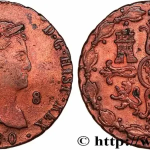 Usine Directe ESPAGNE 8 Maravedis Ferdinand VII 1830 Ségovie fwo_745795 Monde