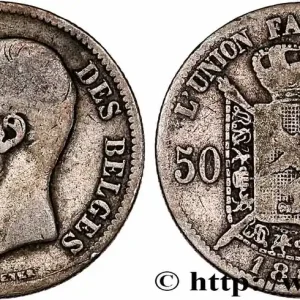 BELGIQUE 50 Centimes Léopold II légende française signature L WIENER 1886 Bruxelles fwo_745857 Monde Expédition Rapide
