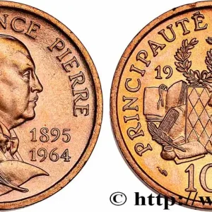 MONACO 10 Francs 25e anniversaire de la mort du prince Pierre 1989 Paris fwo_745943 Monde Original