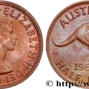 AUSTRALIE 1/2 Penny Élisabeth II 1964 Perth fwo_703626 Monde Haute Qualité