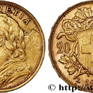 OR, PALLADIUM ET PLATINE INVESTISSEMENT 20 Francs "Vreneli" 1935 Berne fwo_732407 Monde Petit Prix