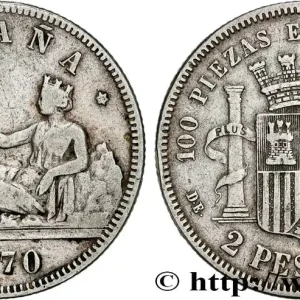 Meilleure Qualité ESPAGNE 2 Pesetas “ESPAÑA” 1870 Madrid fwo_747323 Monde