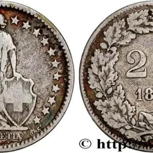 SUISSE 2 Francs Helvetia 1875 Berne fwo_747363 Monde Premium