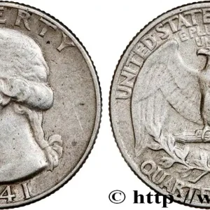 ÉTATS-UNIS D'AMÉRIQUE 1/4 Dollar Georges Washington 1941 Philadelphie fwo_747587 Monde Nouveauté