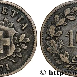 SUISSE 10 Centimes (Rappen) croix suisse 1871 Berne - B fwo_747590 Monde Seulement Aujourd’hui