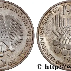 Jusqu’à Épuisement Des Stocks ALLEMAGNE 5 Mark Proof 25e anniversaire de la République Fédérale 1974 Stuttgart fwo_747637 Monde