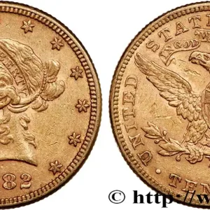 OR, PALLADIUM ET PLATINE INVESTISSEMENT 10 Dollars "Liberty" 1882 Philadelphie fwo_741059 Monde Super Prix