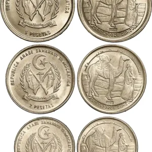 SAHARA OCCIDENTAL Lot de trois monnaies de 1, 2 et 5 Pesetas 1992 fwo_741891 Monde Paiement Sécurisé