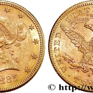 Top Vente OR, PALLADIUM ET PLATINE INVESTISSEMENT 10 Dollars "Liberty" 1885 San Francisco fwo_744919 Monde