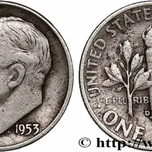 Commande En Gros ÉTATS-UNIS D'AMÉRIQUE 1 Dime (10 Cents) Roosevelt 1953 Denver fwo_748198 Monde
