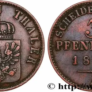 ALLEMAGNE - PRUSSE 3 Pfenninge Royaume de Prusse écu à l’aigle 1854 Berlin fwo_748212 Monde Vente Directe