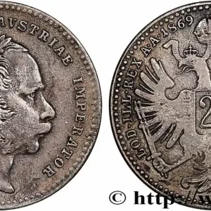 Affaire À Saisir AUTRICHE 20 Kreuzer Empereur François-Joseph Ier tête laurée / aigle bicéphale 1869 Vienne fwo_748325 Monde