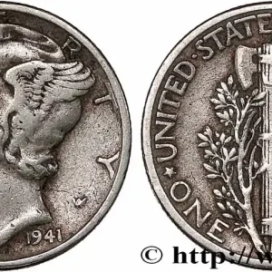 ÉTATS-UNIS D'AMÉRIQUE 1 Dime Mercury 1941 Philadelphie fwo_748330 Monde Bon Marché