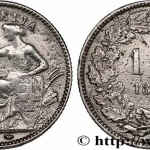 Fait Main SUISSE - CONFÉDÉRATION HELVÉTIQUE 1 Franc Helvetia assise 1850 Paris fwo_748366 Monde