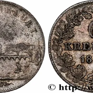 ALLEMAGNE - VILLE LIBRE DE FRANCFORT 6 Kreuzer Ville libre de Francfort, vue de la ville 1854 Francfort fwo_748427 Monde Certifié