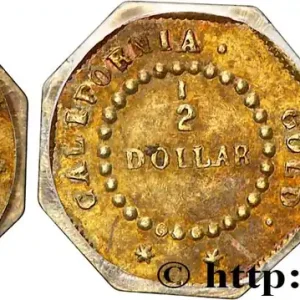 Nouvelle Collection ÉTATS-UNIS D'AMÉRIQUE 1/2 Dollar Or "Liberty head" California octogonal 1853 Philadelphie fwo_728403 Monde
