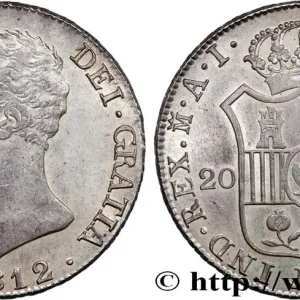 Exclusif ESPAGNE - ROYAUME D'ESPAGNE - JOSEPH NAPOLÉON 20 reales ou 5 pesetas 1812 Madrid fwo_738275 Monde