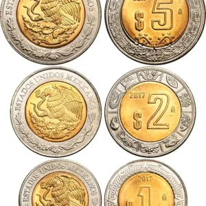 MEXIQUE Lot 1, 2 et 5 Pesos 2017 Mexico fwo_509892 Monde Retour Gratuit