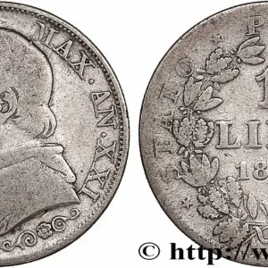 VATICAN ET ÉTATS PONTIFICAUX 1 Lira Pie IX type grand buste an XXI 1866 Rome fwo_631194 Monde Nouvel Arrivage