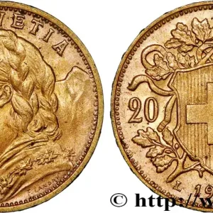 OR, PALLADIUM ET PLATINE INVESTISSEMENT 20 Francs "Vreneli" 1935 Berne fwo_732410 Monde Original