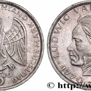 Meilleure Qualité ALLEMAGNE 5 Mark Proof 200e anniversaire de la naissance de Beethoven 1970 Stuttgart fwo_750011 Monde