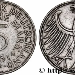 Certifié ALLEMAGNE 5 Mark aigle 1951 Stuttgart fwo_750026 Monde