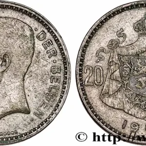 BELGIQUE 20 Franken (Francs) Albert Ier légende Flamande 1934 fwo_750199 Monde Prix Cassé