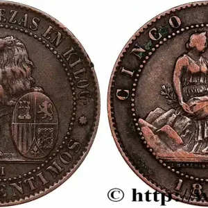 Artisanat ESPAGNE 5 Centimos “ESPAÑA” 1870 Oeschger Mesdach & CO fwo_751030 Monde