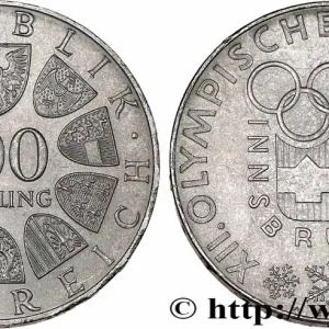 AUTRICHE 100 Schilling J.O. d’hiver d’Innsbruck 1976 (1974) Vienne fwo_725883 Monde Prix Cassé