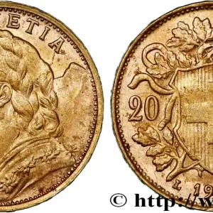 Original OR, PALLADIUM ET PLATINE INVESTISSEMENT 20 Francs "Vreneli" 1935 Berne fwo_732416 Monde