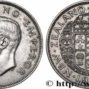 NOUVELLE-ZÉLANDE 1/2 Crown Georges VI / armes couronnée 1946 fwo_746918 Monde Meilleure Qualité
