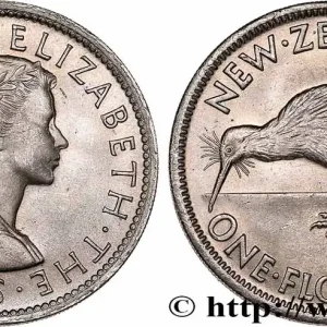 NOUVELLE-ZÉLANDE 1 Florin Elisabeth II / kiwi 1964 fwo_746926 Monde Achetez Aujourd’hui