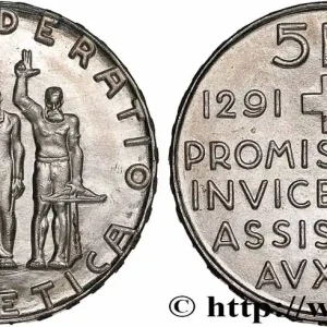 SUISSE 5 Francs 650e anniversaire de la confédération 1941 Berne fwo_748825 Monde Prix Promo