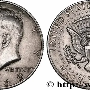 ÉTATS-UNIS D'AMÉRIQUE 1/2 Dollar Kennedy 1969 Denver fwo_748998 Monde Solde
