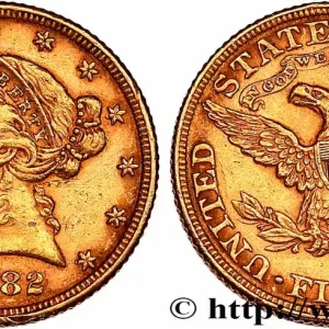 Offre Spéciale OR, PALLADIUM ET PLATINE INVESTISSEMENT 5 Dollars "Liberty" 1882 Philadelphie fwo_751362 Monde