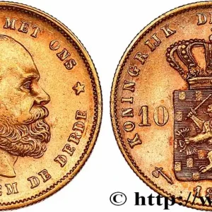 OR, PALLADIUM ET PLATINE INVESTISSEMENT 10 Gulden Guillaume III, 2e type 1876 Utrecht fwo_751373 Monde Super Prix