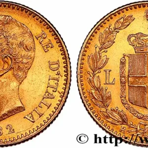 OR, PALLADIUM ET PLATINE INVESTISSEMENT 20 Lire Umberto Ier 1882 Rome fwo_751386 Monde Nouvelle Collection