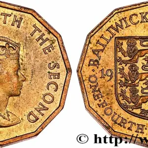 JERSEY 1/4 Shilling Élisabeth II 1964 fwo_752053 Monde Prix Cassé