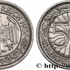 Satisfait Ou Remboursé ALLEMAGNE 50 Reichspfennig aigle héraldique 1936 Stuttgart - F fwo_752103 Monde