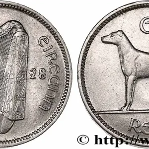 Exclusif IRLANDE - ETAT LIBRE 6 Pingin (Pence) ou 1 Reul 1928 fwo_752135 Monde