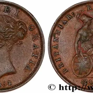 Meilleure Qualité ROYAUME-UNI 1/2 Penny Victoria “tête jeune” 1854 fwo_752188 Monde