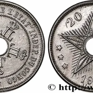 Tendance CONGO - ÉTAT INDÉPENDANT DU CONGO 20 Centimes Léopold II 1908 fwo_752199 Monde